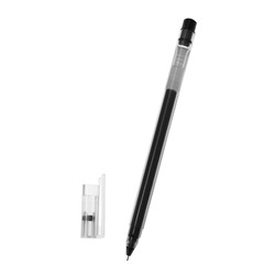 Ручка гелевая 0,5мм черная, бесстержневая,корпус прозр треугольный, иголчатый пишущущий узел   96302