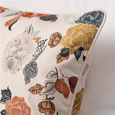 TROLLMAL ТРОЛЛМАЛ, Чехол на подушку, неокрашенный/цветочный орнамент, 50x50 см