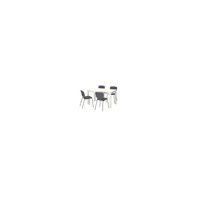 LANEBERG ЛАНЕБЕРГ / KARLJAN КАРЛ-ЯН, Стол и 4 стула, белый/темно-серый темно-серый, 130/190x80 см