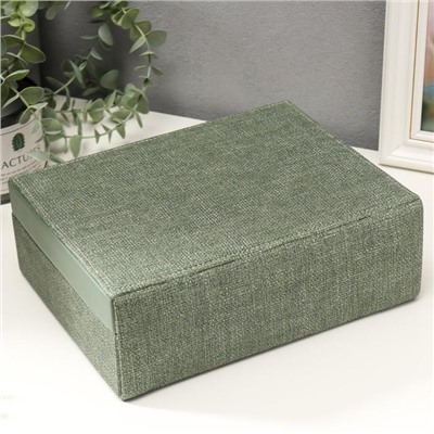 Шкатулка кожзам для украшений "Зелёная" комбинированная чемодан 8х18х23 см