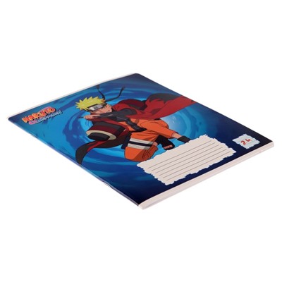Тетрадь 24 листов в линию на скрепке "Naruto", обложка мелованный картон, выборочный УФ двойной, блок офсет, МИКС