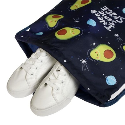 Мешок для обуви, с карманом, 470 х 370 мм, «Оникс», МО-26-1-2р, фиксатор, «Авокадо в космосе»