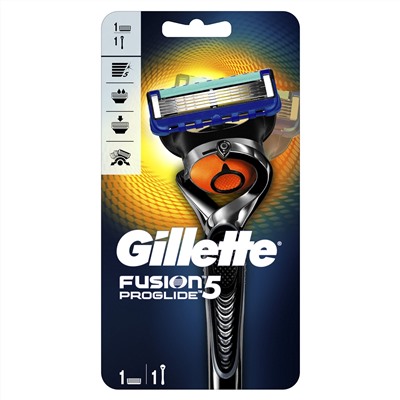 Набор подарочный Джиллетт(ʤɪˈlet) Fusion-5 ProGlide 2 предмета (Бритва с 1 кассетой +Кассеты ProGlide/ProGlide Power 4шт)) в коробке
