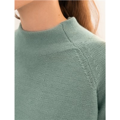 Лаконичный свитер крупной вязки с уколоченным рукавом - «баллоном»