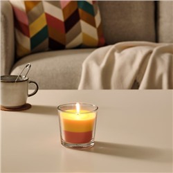 FORTGÅ ФОРТГО, Ароматическая свеча в стакане, Банановый/оранжевый/желтый, 9 см