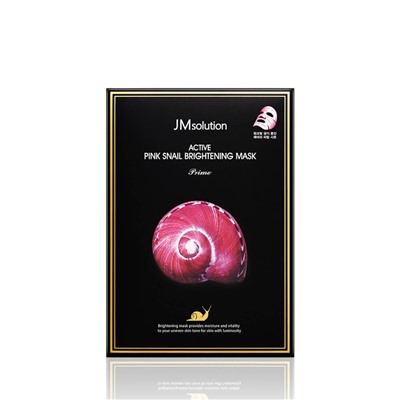 [JMSOLUTION] Маска для лица тканевая МУЦИН УЛИТКИ ультратонкая Active Pink Snail Brightening Mask Prime, 30 мл