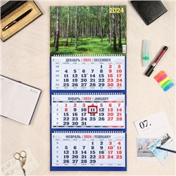 Календарь квартальный, трио "Природа - 7" 2024 год, 31х69см