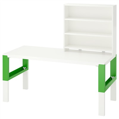 PÅHL ПОЛЬ, Письменн стол с полками, белый/зеленый, 128x58 см