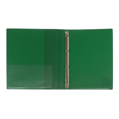 Папка на 4 кольцах А4, Calligrata, 25 мм, 700 мкм, внутренний карман, карман на корешок, зелёная