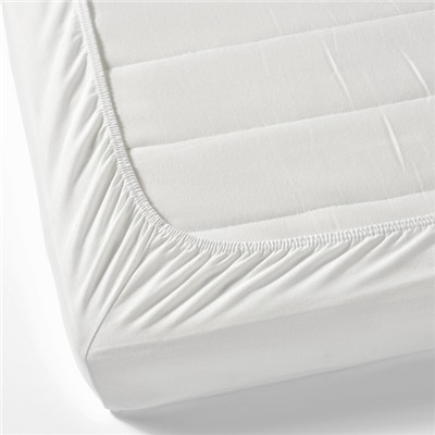 LEN ЛЕН, Простыня натяжн для кроватки, белый, 60x120 см