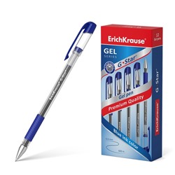 Ручка гелевая ErichKrause G-Star Classic, узел 0.5 мм, грип, синяя