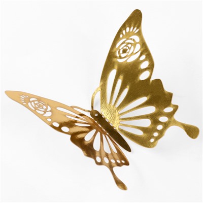 Набор для украшения «Бабочки», набор 12 шт, цвет золото