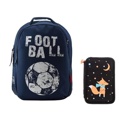 Рюкзак школьный с эргономичной спинкой Bruno Visconti, 42 х 31 х 14, для мальчика "Футбол", пенал в подарок