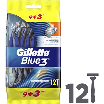 Станок для бритья одноразовый Джиллетт(ʤɪˈlet) Blue-3 Comfort/Blue-3 Cool (12 шт.) (Оригинал)