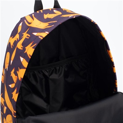Рюкзак, отдел на молнии, наружный карман, цвет фиолетовый, «Лисы»