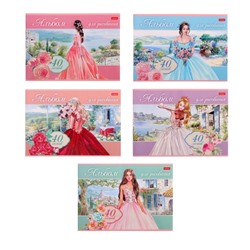 Альбом для рисования А4, 40 листов на скрепке «Грёзы принцесс», обложка мелованный картон, блок 100 г/м2, МИКС