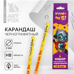 Карандаш простой чёрнографитный без ластика «Учись на 5+»