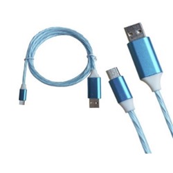 Кабель USB светящийся Z1 Micro 1000mm (Синий)