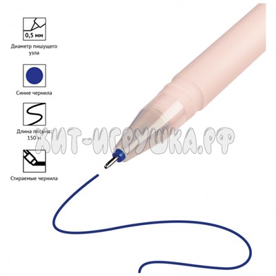 Ручка гелевая стираемая синяя, 0,5 мм, антискольз. корпус "Soda" в ассортименте OfficeSpace 282062, 282062