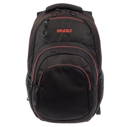 Рюкзак молодёжный с эргономичной спинкой Grizzly, 48 х 33 х 21, чёрный//красный