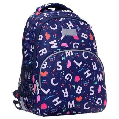 Рюкзак школьный, Grizzly RG-160, 40x27x20 см, эргономичная спинка, отделение для ноутбука, «Буквы»