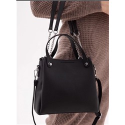 Женская сумка ЭКО кожа с цепочками черный
