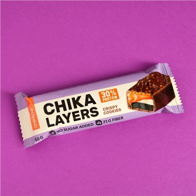 LAYERS Батончик глазированный CHIKALAB Хрустящее печенье с двойным шоколадом, спортивное питание, 60 г