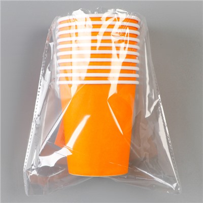 Стакан бумажный однотонный, цвет оранжевый, 205 мл