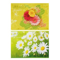 Альбом для рисования А4, 40 листов на скрепке Beautifull Flowers, обложка мелованный картон, блок офсет 100 г/м2, МИКС