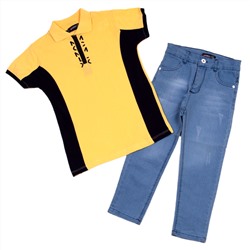 Костюм поло с джинсами КМ-410 желт