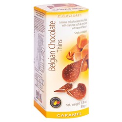 Шоколадные чипсы Belgian Chocolate Thins – Caramel со вкусом карамели, 80 г