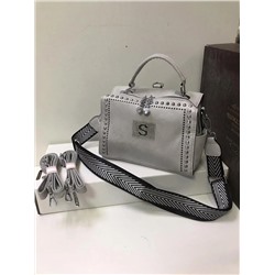 Женская сумка-рюкзак Экокожа S с клепками серый