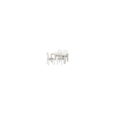 LANEBERG ЛАНЕБЕРГ / EKEDALEN ЭКЕДАЛЕН, Стол и 4 стула, белый/белый светло-серый, 130/190x80 см