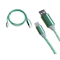 Кабель USB светящийся Z1 Lightning 1000mm (Зеленый)