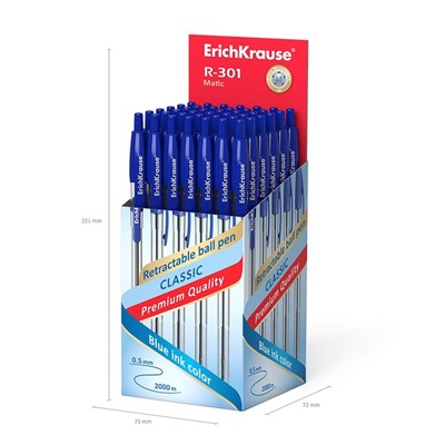 Ручка шариковая автоматическая Erich Krause R-301 MATIC, стержень синий, 1.0 мм EK 38509