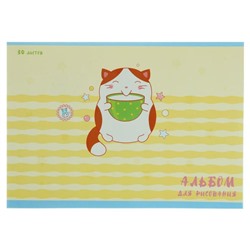 Альбом для рисования А4, 30 листов на скрепке "День кота", обложка мелованный картон, выборочный лак, блок офсет 110 г/м2