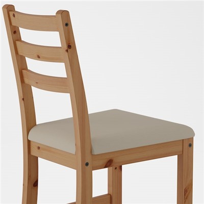LERHAMN ЛЕРХАМН, Стол и 2 стула, светлая морилка антик белая морилка/Рамна бежевый, 74x74 см