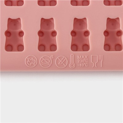 Форма для мармелада Доляна «Сладкие мишки», 18,8×13,8 см, 50 ячеек, цвет МИКС