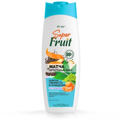 Витэкс Super Fruit Шампунь для волос Матча + фруктовый микс Свежесть и очищение 500мл