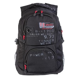 Рюкзак молодёжный с эргономичной спинкой Grizzly, 42 х 30 х 19, чёрный/красный