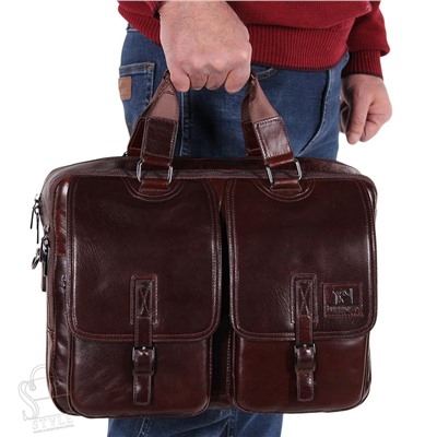 Портфель мужской кожаный 66641G brown Fuzhiniao