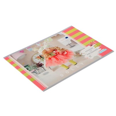Альбом для рисования А4, 12 листов на скрепке Dolly, обложка мелованный картон, блок 100 г/м2, МИКС