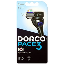 Станок для бритья DORCO PACE-3 (+ 2 кассеты), система с 3 лезвиями (аналог Жиллетт Mach-3), TRA1000