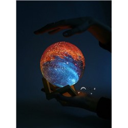 Ночник 3D шар "Галактика" (Космос, Луна) с пультом, 15см