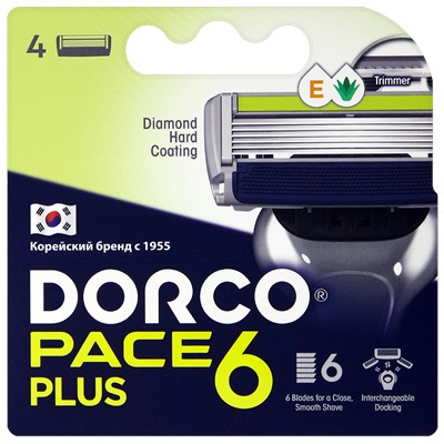 Станок для бритья DORCO PACE-6 PLUS (+ 6 кассет), система с 6 лезвиями и лезвием-триммером, SXA5002pr ВЫГОДА 25%