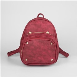 Рюкзак молодёжный, отдел на молнии, 4 наружных кармана, цвет красный