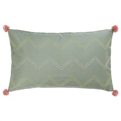 MOAKAJSA МОАКАЙСА, Чехол на подушку, ручная работа зеленый/розовый, 40x65 см