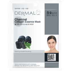 [DERMAL] Маска для лица тканевая КОЛЛАГЕН и ДРЕВЕСНЫЙ УГЛОЛЬ Charcoal Collagen Essence Mask Soothing, 23 мл