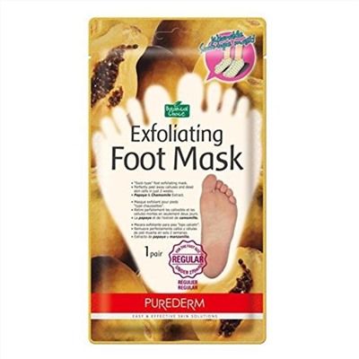 Пилинг-носочки для ступней размером до 27см PUREDERM Exfoliating foot mask regular, 1 пара