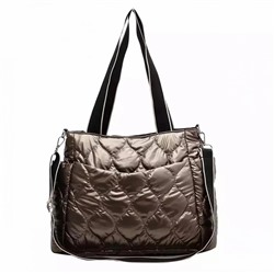 Женская сумка Экокожа+плащевка стеганная с ремнем и молнией коричневая